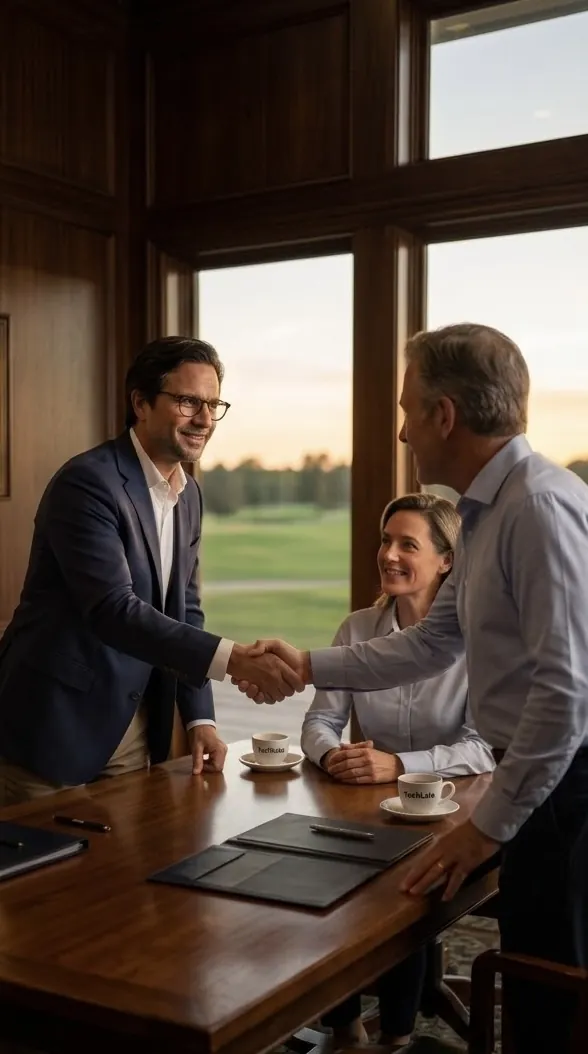 Imagen editorial de profesionales conversando durante una reunión de trabajo